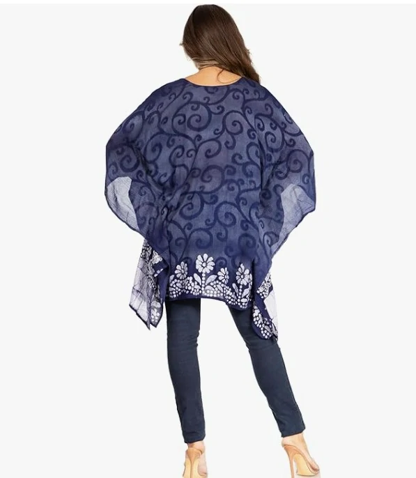 Tunika (kaftan) VLADANA - MODRO/BÍLÁ (obvod do 129.5 cm)