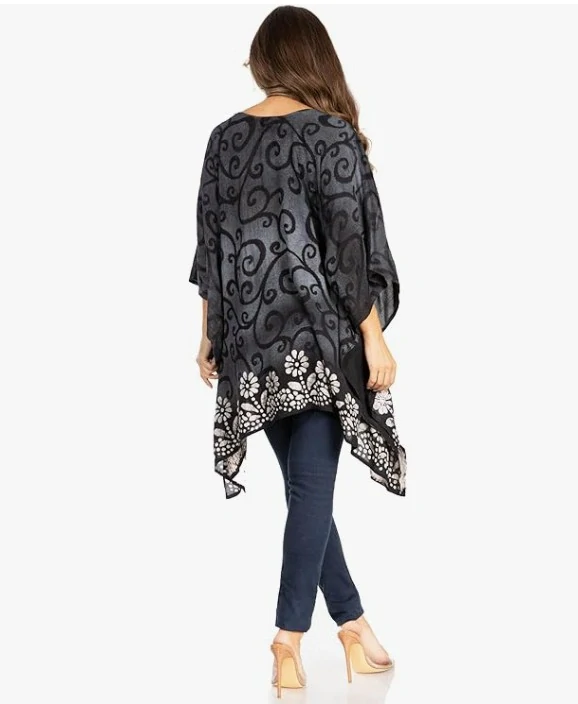 Tunika (kaftan) VLADANA - ČERNO/BÍLÁ (obvod do 129.5 cm)