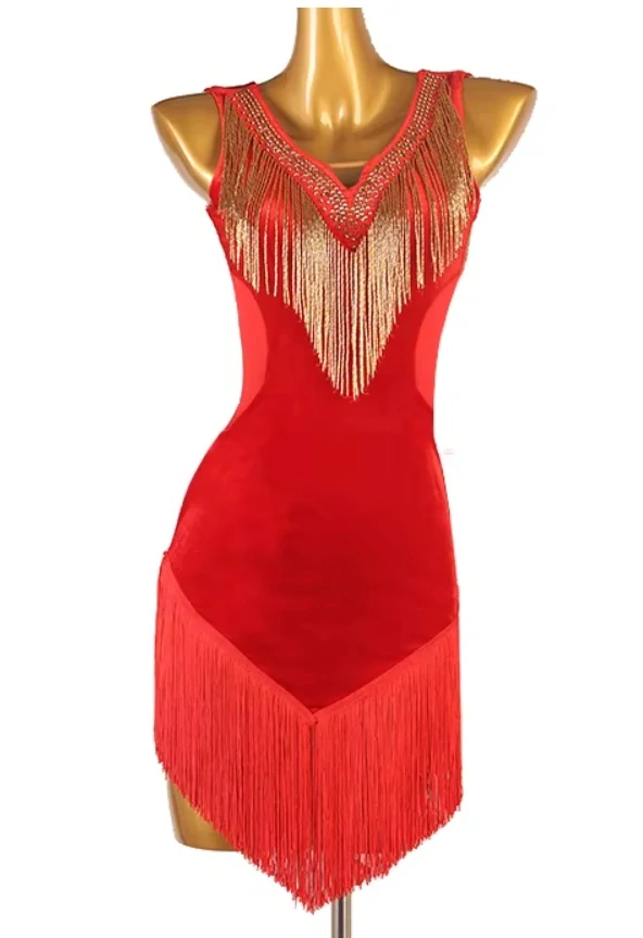 Latino šaty RENEE, vel. S až XXL - ČERVENÉ