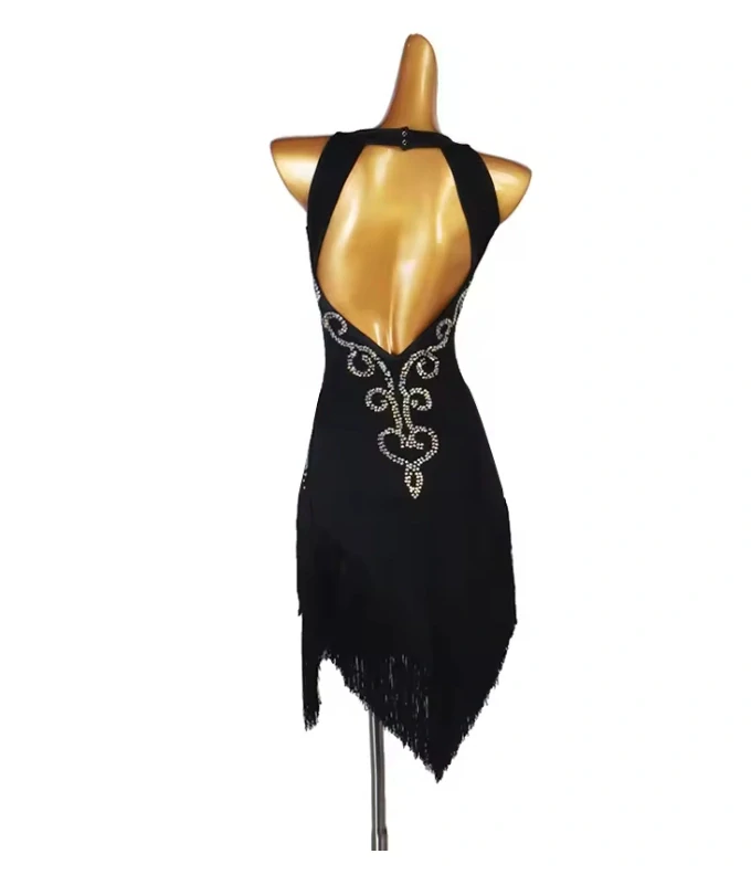 Šaty na latinu ALLEGRA, vel. S až XXL - ČERNÉ