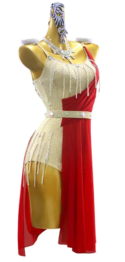 Latino šaty CARMELA - ČERVENÉ