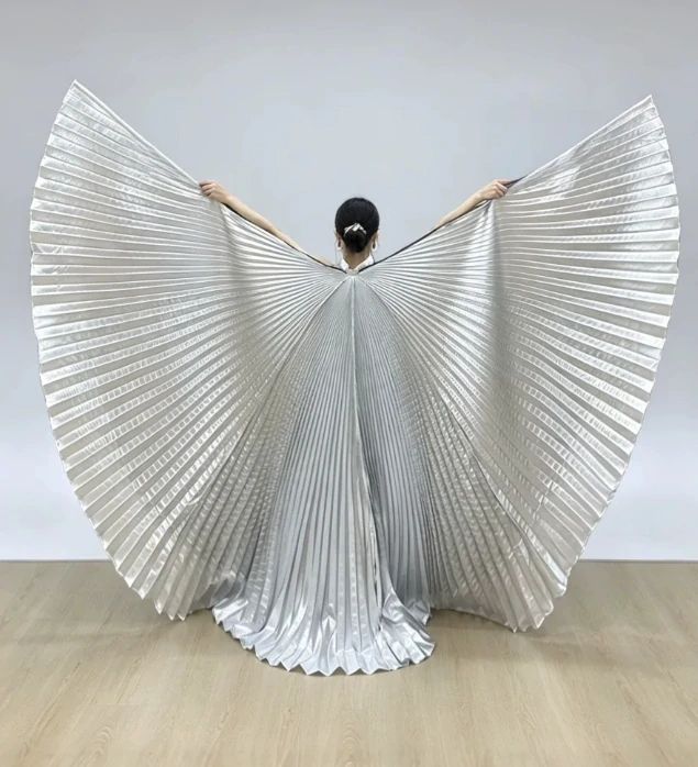 Dvojitá křídla ISIS ultra velká (145 cm) - STŘÍBRNO - ČERNÁ