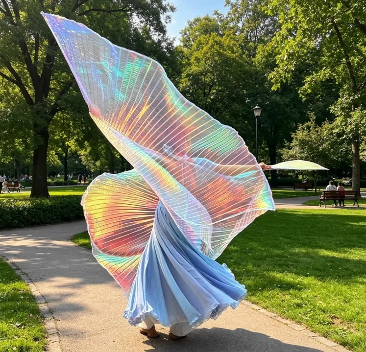 PERLEŤOVÁ průsvitná křídla ISIS ultra velká (145 cm) - IRIDESCENT