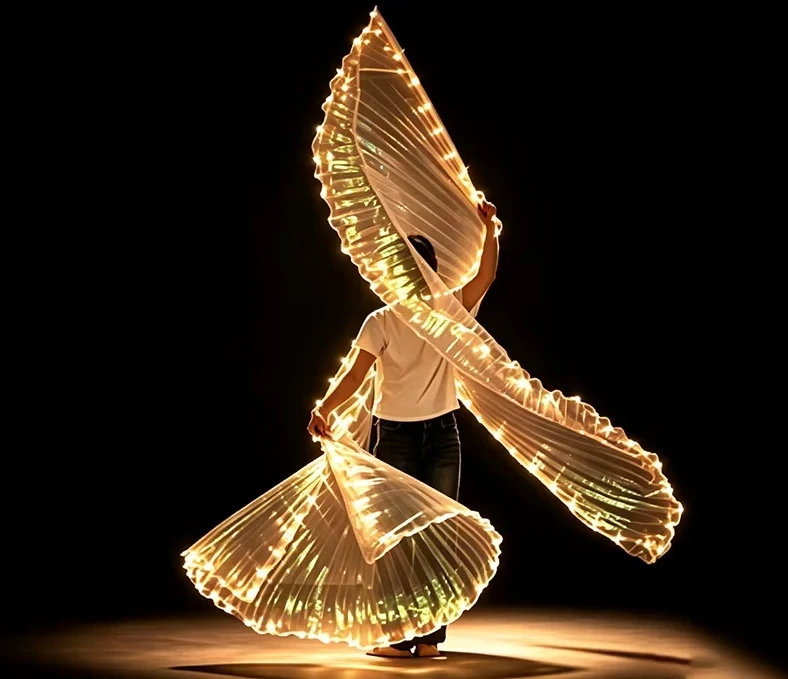 LED stříbrná Isis křídla s rozparkem - TEPLÁ světla