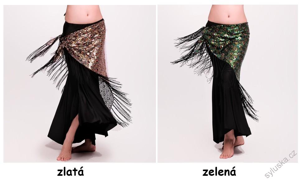 Šátek CRYSTAL s třásněmi s pavím motivem