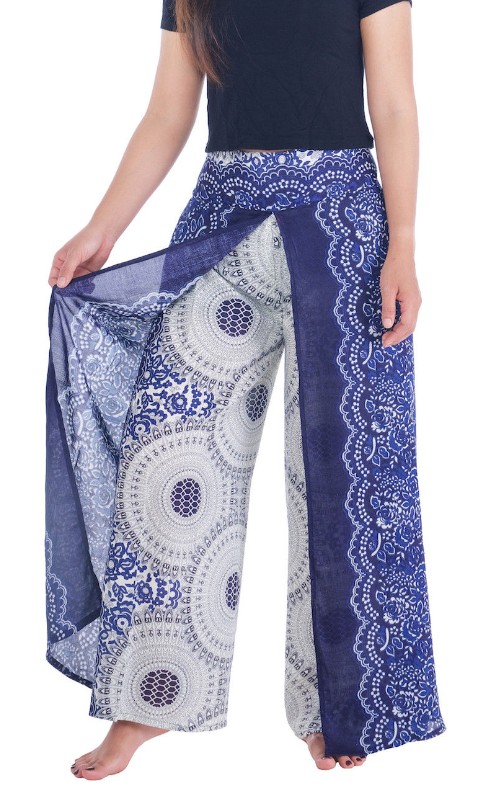 BOHO kalhoty LILIANA, vel. S-XL - TMAVĚ MODRÉ