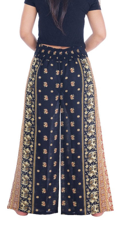 BOHO kalhoty LILIANA - sloníci, vel. S-XL - ČERNÉ
