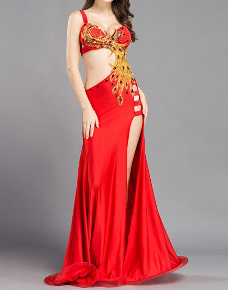 Belly dance kostým FÉNIX, vel. S-M-L - ČERVENÝ