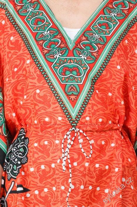 KAFTAN dlouhý se slonem (92) - KORÁLOVÝ