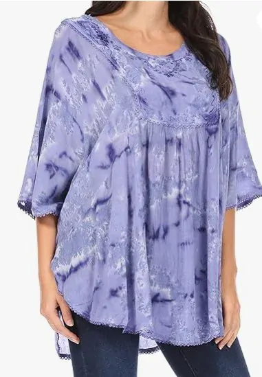 Tunika (kaftan) Clea - MODROŠEDÁ (až 160 cm)