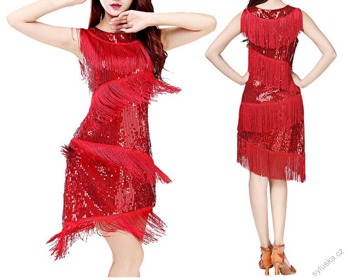 Latino šaty HAFA s třásněmi a flitříky, vel. M-XL