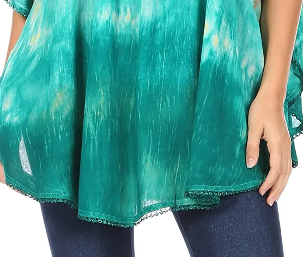 Tunika (kaftan) Lepha - RŮŽOVOZELENÁ (až 150 cm)