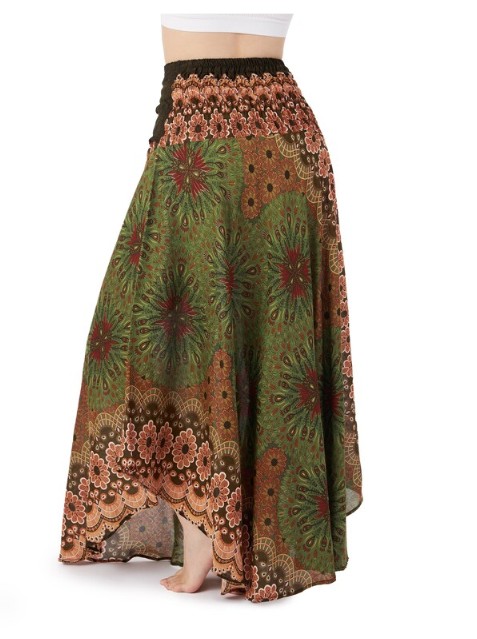 BOHO sukně KVĚTY - ZELENÁ, vel. S-XL