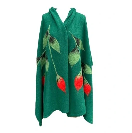 ZELENÁ vlněná ŠÁLA se vzorem