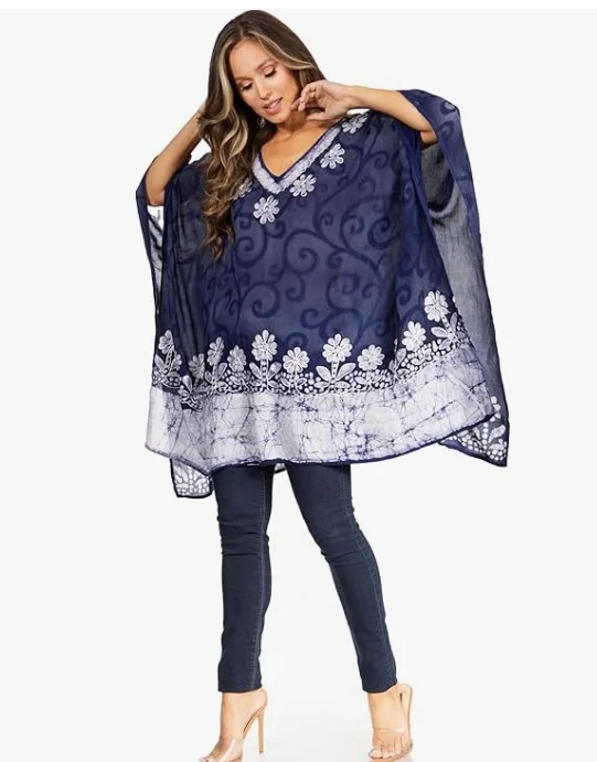 Tunika (kaftan) VLADANA - MODRO/BÍLÁ (obvod do 129.5 cm)