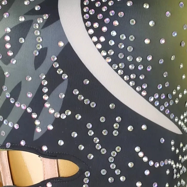 Šaty na latinu ANNE, vel. S až XXL - ČERNO-ŽLUTÉ