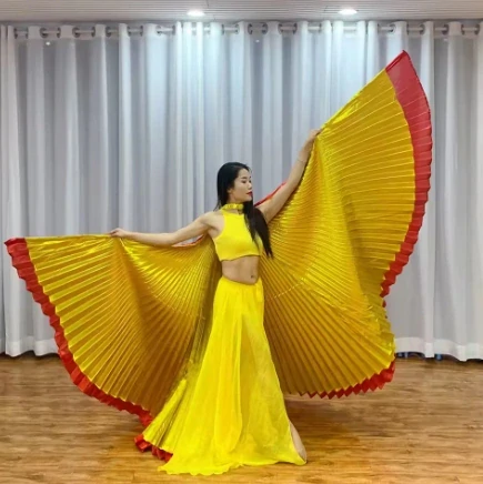 Dvojitá křídla ISIS ultra velká (145 cm)  - ČERVENÁ - ZLATÁ