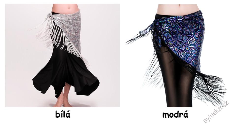 Šátek CRYSTAL s třásněmi s pavím motivem