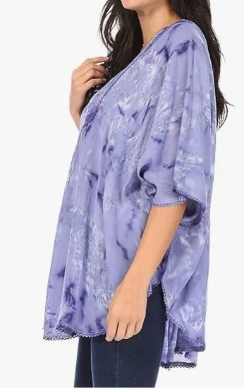 Tunika (kaftan) Clea - MODROŠEDÁ (až 160 cm)
