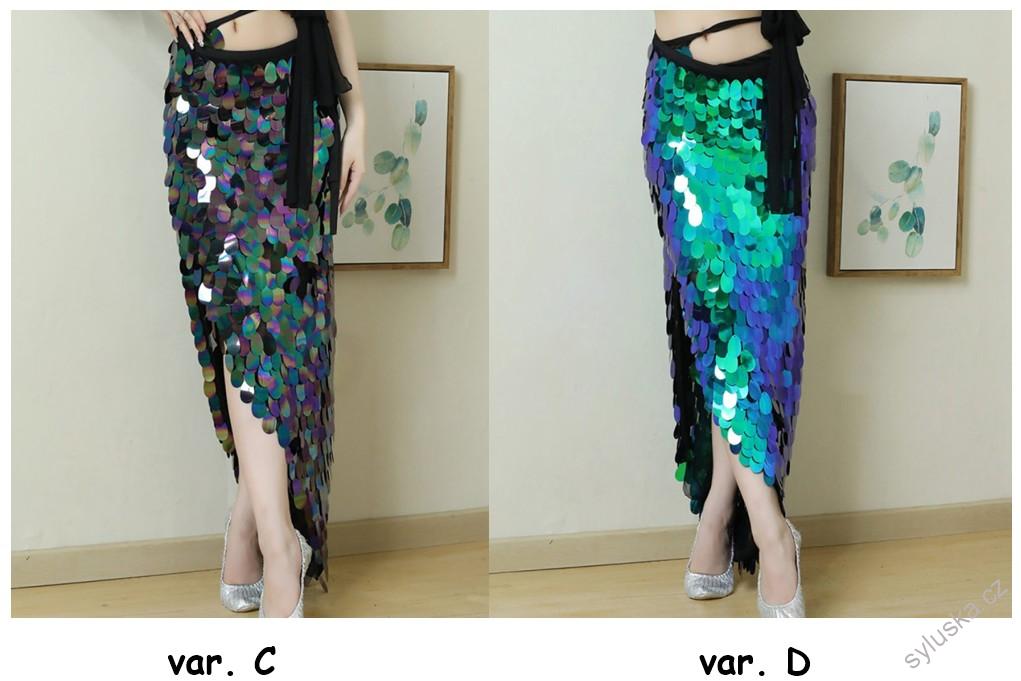 Belly dance šátek MOŘSKÁ PANNA - dlouhý - vel. S-XL