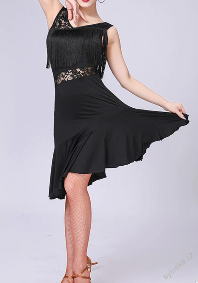 Latino šaty DANAH s třásněmi a krajkou, vel. M-XL