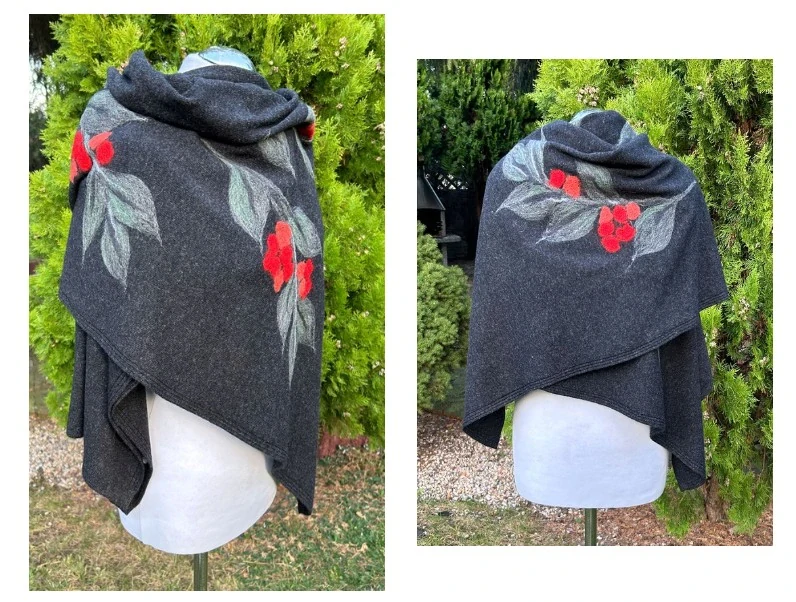 ANTRACITOVÁ vlněná ŠÁLA se vzorem