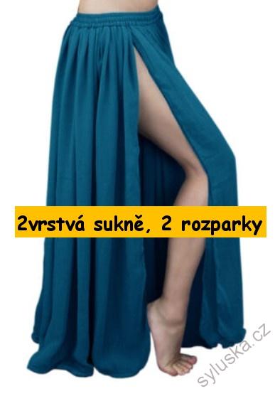 Sukně ŠIFON 2vrstvá, 2 rozparky, více barev, I NA MÍRU