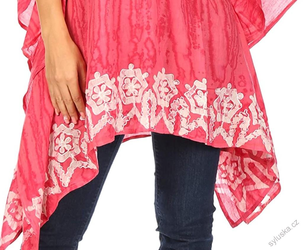 Tunika (kaftan) ALINA - RŮŽOVÁ (obvod do 137 cm)