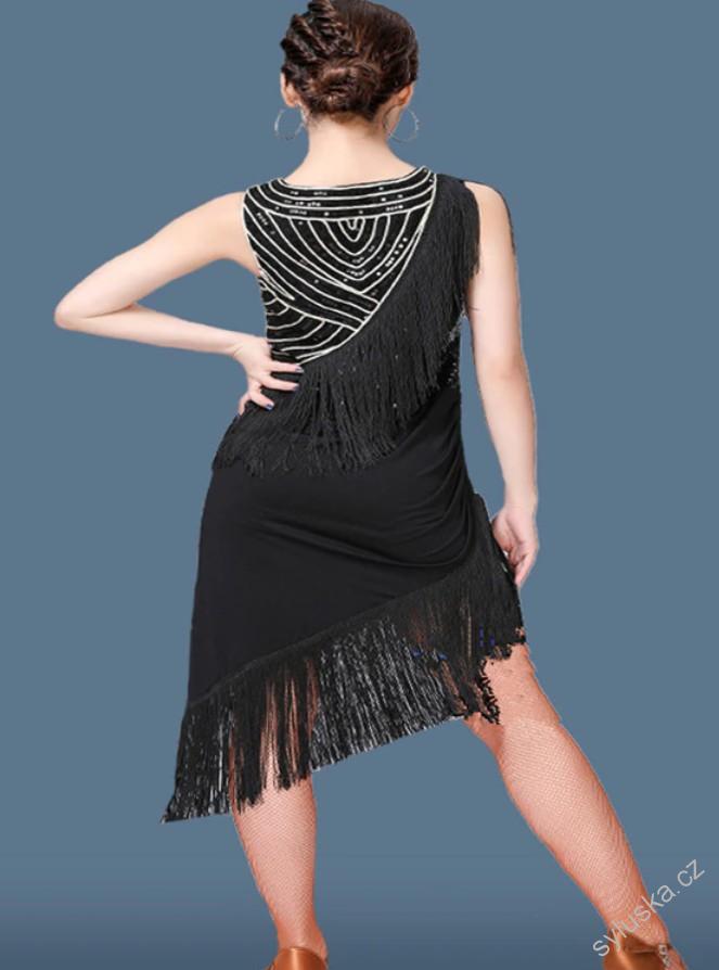 Latino šaty GIZEL s třásněmi a flitříky, vel. M-XL
