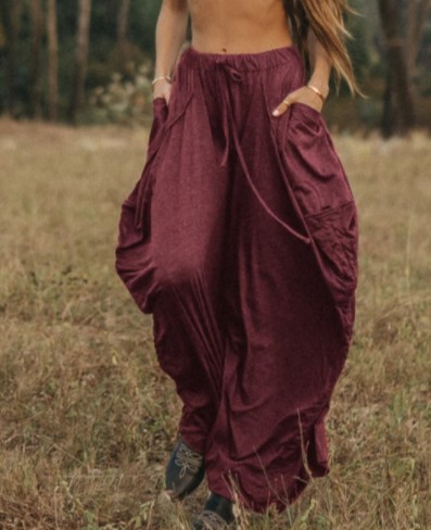 Boho KALHOTY a SUKNĚ - 2v1 - VÍNOVÉ