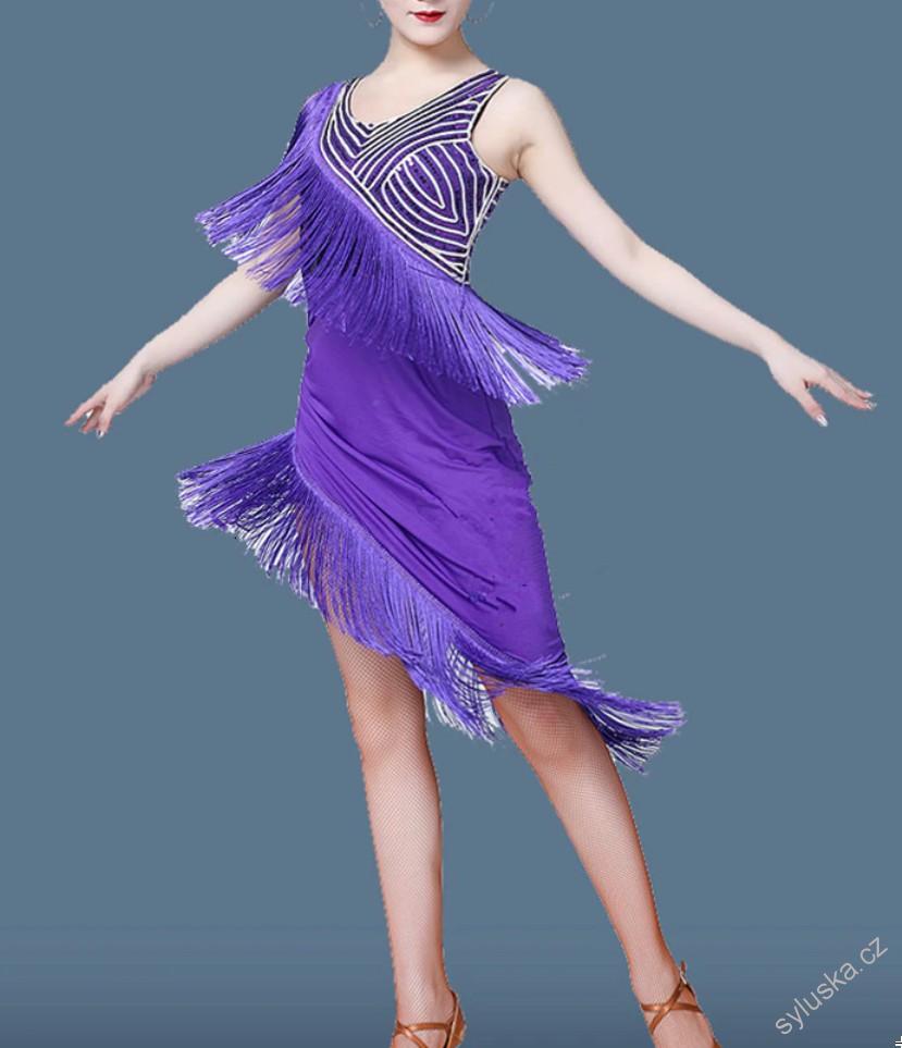 Latino šaty GIZEL s třásněmi a flitříky, vel. M-XL