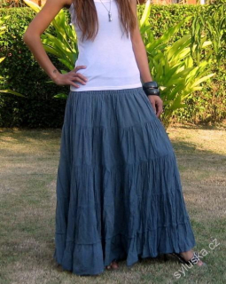 XXL Dlouhá sukně 105 cm - pružný pas - ŠEDÁ