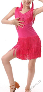 SKLADEM - Dívčí latino šaty AVA - RŮŽOVÉ - vel.140 cm