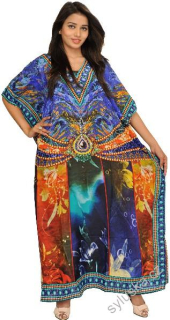 KAFTAN dlouhý multicolor (16) - MODRÝ
