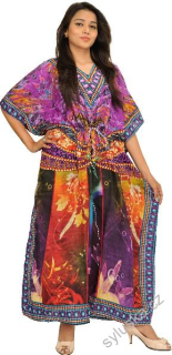 KAFTAN dlouhý multicolor (16) - FIALOVÝ