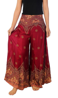 BOHO širší kalhoty AIDANY, vel. S-XL - VÍNOVÉ