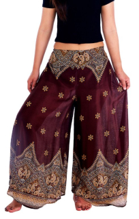 BOHO širší kalhoty AIDANY, vel. S-XL - HNĚDÉ