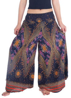 BOHO širší kalhoty AIDANY , vel. S-XL - ČERNÉ