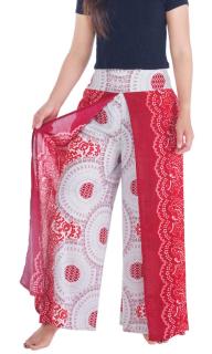 BOHO kalhoty LILIANA, vel. S-XL - ČERVENÉ