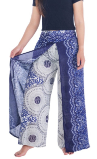 BOHO kalhoty LILIANA, vel. S-XL - TMAVĚ MODRÉ