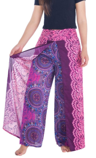 BOHO kalhoty LILIANA, vel. S-XL - FIALOVÉ