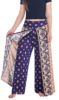 BOHO kalhoty LILIANA - sloníci, vel. S-XL - TMAVĚ MODRÉ