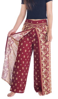 BOHO kalhoty LILIANA - sloníci, vel. S-XL - VÍNOVÉ