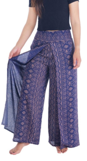 BOHO kalhoty LILIANA - malí sloníci, vel. S-XL - TMAVĚ MODRÉ