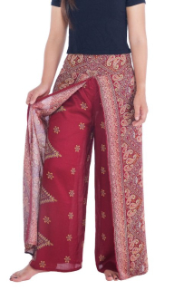 BOHO kalhoty LILIANA - kašmír, vel. S-XL - VÍNOVÉ