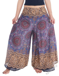 BOHO širší kalhoty AIDANY kolečka , vel. S-XL - HNĚDÉ