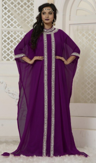 Vyšívaný kaftan - RŮŽOVOFIALOVÝ