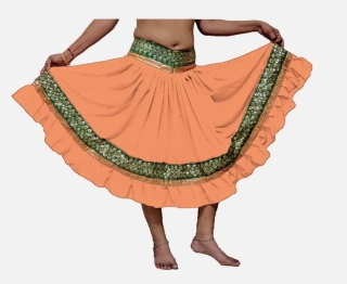 BOLLYWOOD sukně zdobená PARI- KORÁLOVÁ