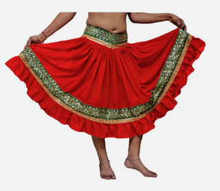 BOLLYWOOD sukně zdobená PARI- ČERVENÁ