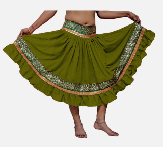 BOLLYWOOD sukně zdobená PARI- OLIVOVÁ